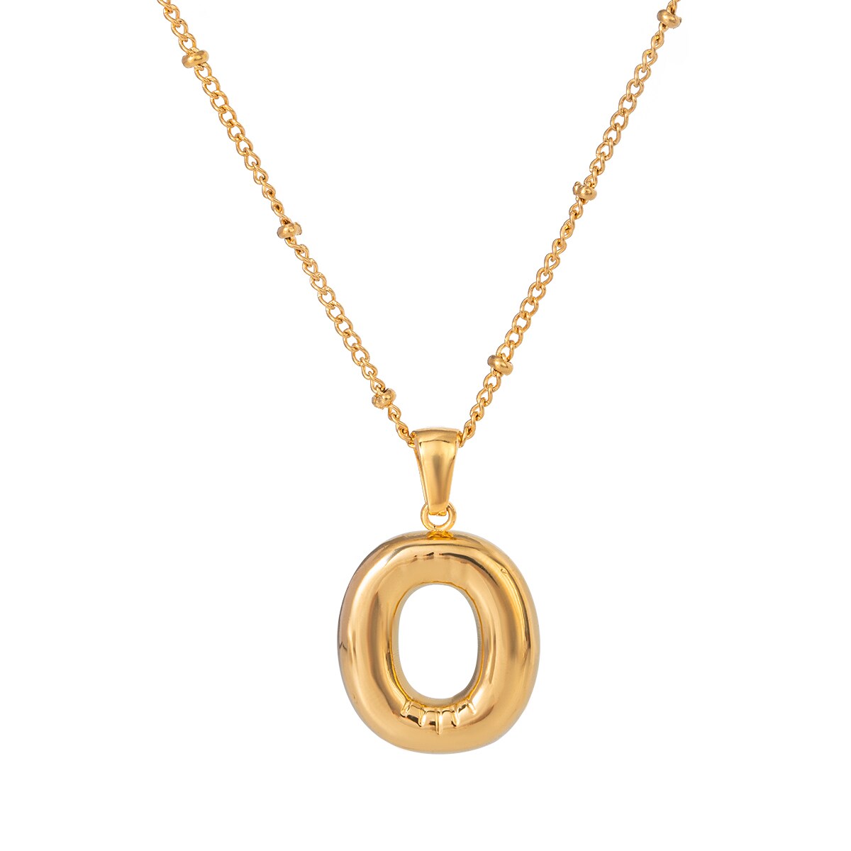 Gold color / 1 Piece Simple Casual Style Letter O Shape Stainless Steel 18K Gold Plated Women's Pendant Necklace Picture3